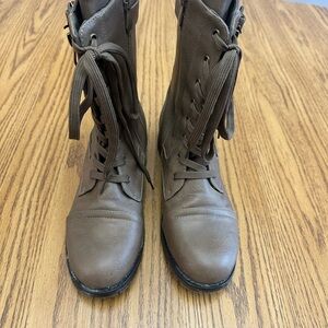 Dream Pairs Brown Combat Boots with hidden zipper pocket